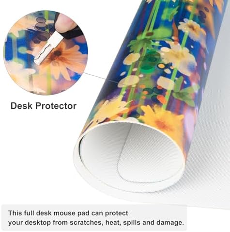 QiyI PU Leather Large Mouse Pad, Office Decor, 31.5" x 11.8", Ivy Flowers