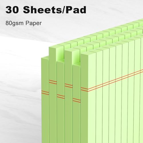 AILZFEI 6pcs Small Note Pad 5x8 College Ruled Green Legal Pads Paper Notepads 6 Pack Study Back Writing Pads 5 x 8 Legal Pads Perforated Narrow Ruled Pads of Paper Green