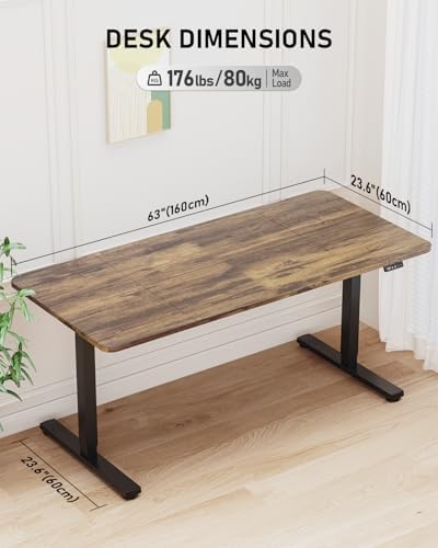 63" Large Electric Standing Desk Adjustable Height for Home Office
