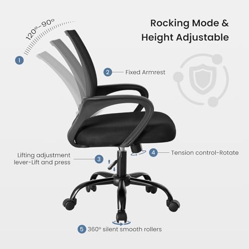 OLIXIS Home Office Chair, Mesh Desk Chair, Ergonomic Lumbar Support