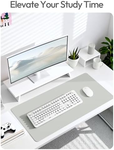 YSAGi Leather Desk Protector, Office Mat, Large Mouse Mat, Non-Slip PU Leather Blotter, Laptop Desk Mat, Waterproof Writing Pad for Office and Home(Light Grey, 42" x 17.2")