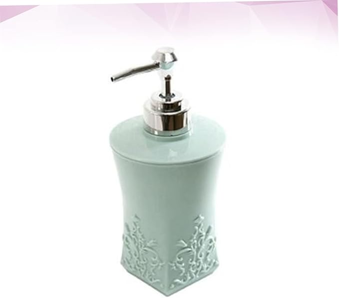 Emulsion Pump Press Bottle Refillable Square Shampoo and Lotion Dispenser Eco-Friendly Portable Container Light Blue for Home Use