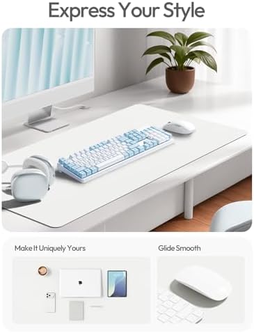 YSAGi Leather Desk Pad Protector, Office Desk Mat, Large Mouse Pad, Non-Slip PU Leather Desk Blotter, Laptop Desk Pad, Waterproof Desk Writing Pad for Office and Home (White,55" x 17.2")