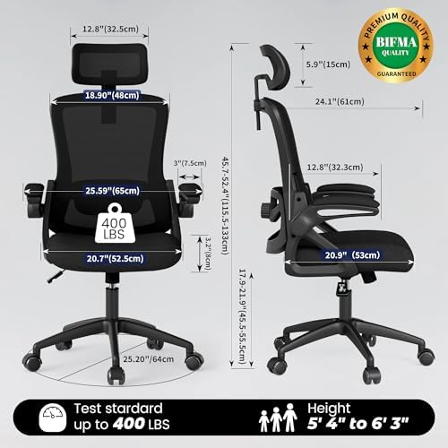 Fizzin Office Chair Mesh Computer Chairs with Adjustable Lumbar Support