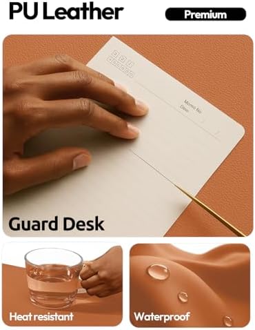 YSAGi Leather Desk Protector, Office Mat, Large Mouse Mat, Non-Slip PU Leather Blotter, Laptop Desk Pad, Waterproof Writing Pad for Office and Home (Brown, 47.2" x 23.6")