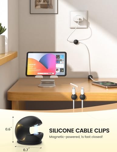 Lamicall 12 Pack Magnetic Cord Organizer, Silicone Mini Cable Clips