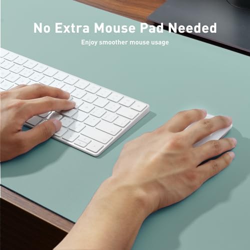 Aothia Faux Leather Desk Mat - Non-Slip PU Leather Desk Blotter, Waterproof Writing Surface, Large Desk Pad for Office & Home (Light Blue, 55" x 24")