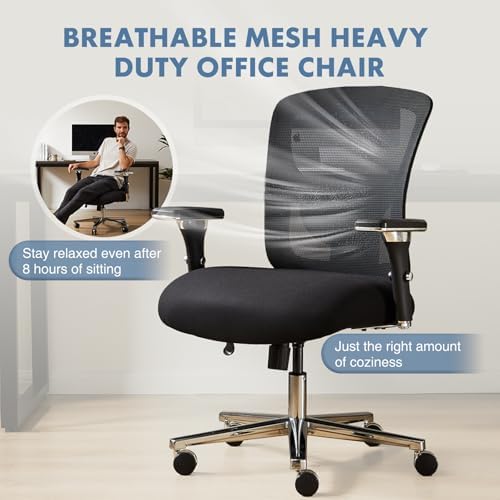 DUMOS Big and Tall Office Desk Chair, 500lbs Heavy Duty Mesh Chair