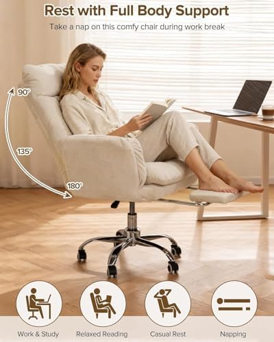 SYESWAY Big and Tall Office Chair with Flip-Up Armrests & Footrest