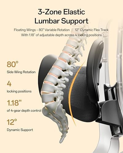 Hbada E3 Air 2026 Ergonomic Office Chair, 3-Zone Lumbar Support, Comfy Home Office Chair with Auto Recline, 4D Headrest & Armrests, 140° Tilt for Work & Relax, Black
