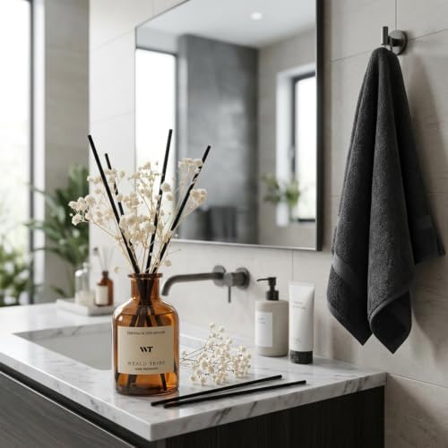 Vanilla & Coconut Scent Reed Diffuser Set for Bathroom Decor