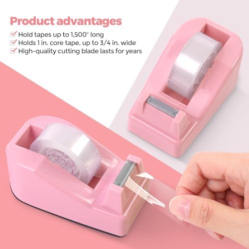 SKYDUE Pink Desk Accessories 11Pcs with Rotating Pen Holder for Desk