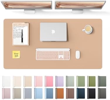 YSAGi Leather Desk Protector, Office Mat, Large Mouse Mat, Non-Slip PU Leather Blotter, Laptop Desk Mat, Waterproof Writing Pad for Office and Home (Latte, 47.2" x 23.21")