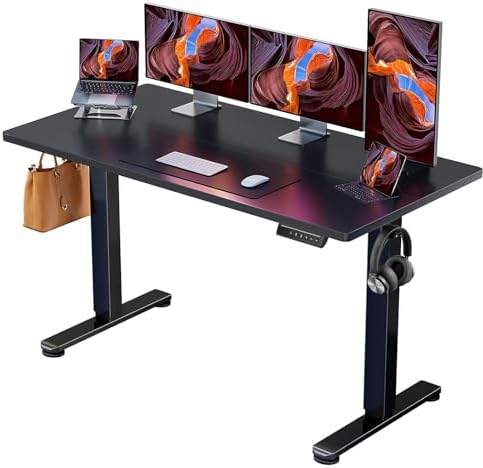 ErGear Height Adjustable Electric Standing Desk, 55 x 28 Inches Sit Stand up Desk, Memory Computer Home Office Desk, Black
