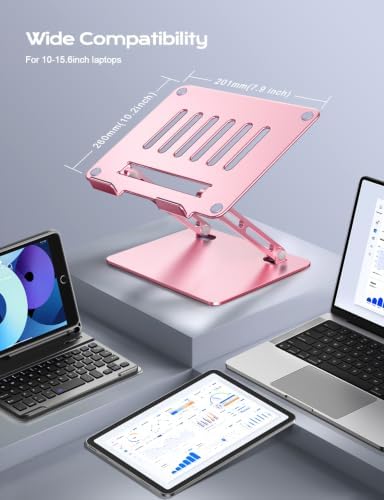 LOXP Aluminum Laptop Stand, Laptop Stand for Desk Ergonomic -Pink