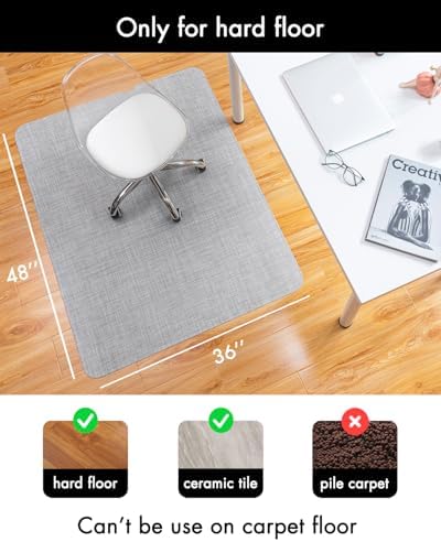 Baroyal Office Chair Mat for Hardwood Floor Under Desk Computer Rolling Chair Mat for Wood/Tile Floor Non-Slip Heavy Duty Desk Rug PVC Plastic Hard Floor Protector 36" x 48" (Mist)