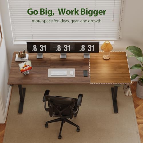 Agilestic 71*32 Inch Height Adjustable Electric Standing Desk, Dark Walnut