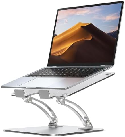 Nulaxy Ergonomic Adjustable Laptop Stand for Desk, Dual Foldable Computer Riser with Advanced Heat-Vent, Heavy-Duty Portable Notebook Holder for Posture Correction, Compatible with Mac 10-16" Laptops