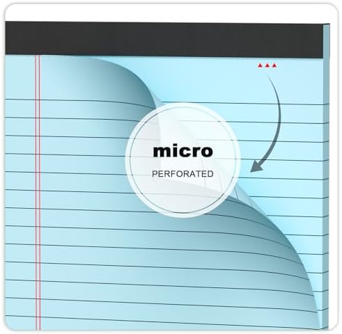 AILZFEI 6pcs Small Note Pad 5x8 College Ruled Blue Legal Pads Paper Notepads 6 Pack Study Back Writing Pads 5 x 8 Legal Pads Perforated Narrow Ruled Pads of Paper Blue