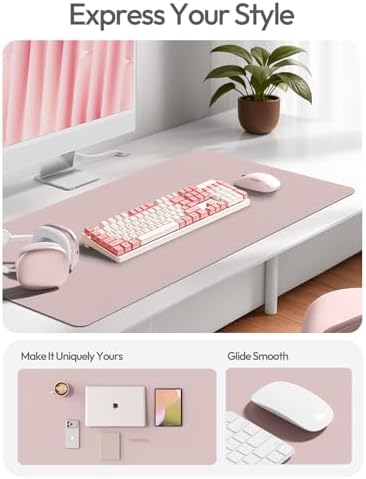YSAGi Leather Desk Pad Protector, Office Desk Mat, Large Mouse Pad, Non-Slip PU Leather Desk Blotter, Laptop Desk Pad, Waterproof Desk Writing Pad for Office and Home (Grayish Lavender,55" x 17.2")