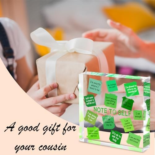 Motivational Office Decor - 4x4 inch Acrylic Sign, Green Desktop Decoration, Printed with Motivational Quotes, Perfect Wellness Gift for Positive Workspace, Gift for Women