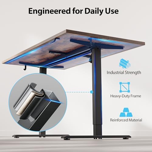 Agilestic 48*28 Inch Height Adjustable Electric Standing Desk, Rustic Brown