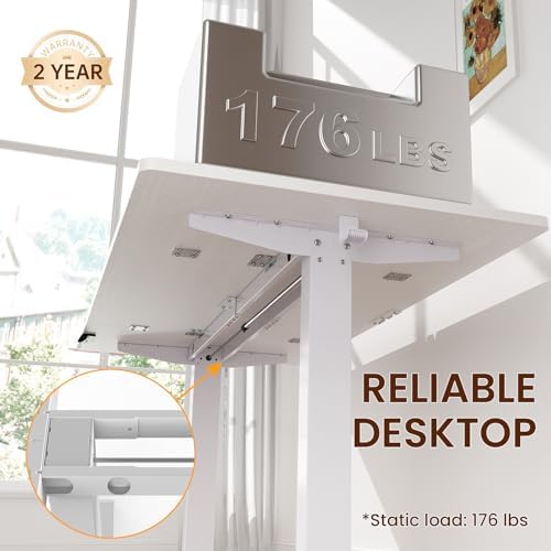 Veken 63"x28" Wider Large Standing Desk, Electric Height Adjustable, White