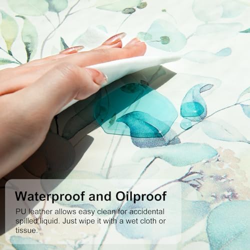 QiyI PU Leather Large Mouse Pad, Office Decor, 31.5" x 15.7", Green Leaves
