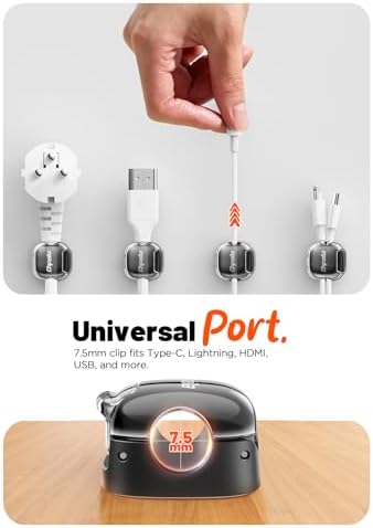 Cable Clips,12 Pack Cord Holder Cord Organizer [1s Lock & Strongest Adhesive] Spring Cord Clips Phone Charger Wire Desk Cable Management Nightstand Home Office School Decor Women Cute Desk Black