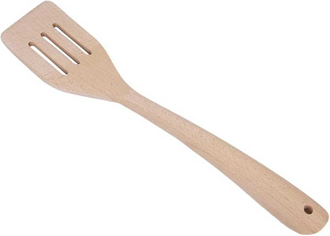 PrintSupremacy Beechwood Personalized Kitchen Utensils, Non Stick Wooden Kitchen Gadget Pan Cookware, Cook Gift Set for Holidays, Engraved Kitchen Stuff (Plain, 1 pc - Slotted Spatula)