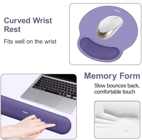 MOSISO Wrist Rest Support for Mouse Pad&Keyboard Set, Imperial Purple