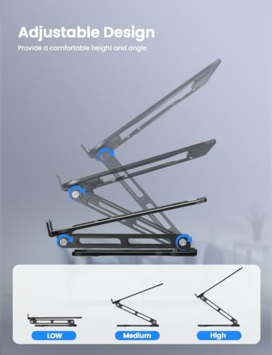 LOXP Adjustable Laptop Stand for Desk, Portable Airflow Laptop Riser Holder