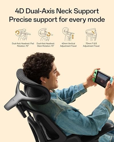Hbada E3 Air 2026 Ergonomic Office Chair, 3-Zone Lumbar Support, Comfy Home Office Chair with Auto Recline, 4D Headrest & Armrests, 140° Tilt for Work & Relax with Footrest, Black with Footrest
