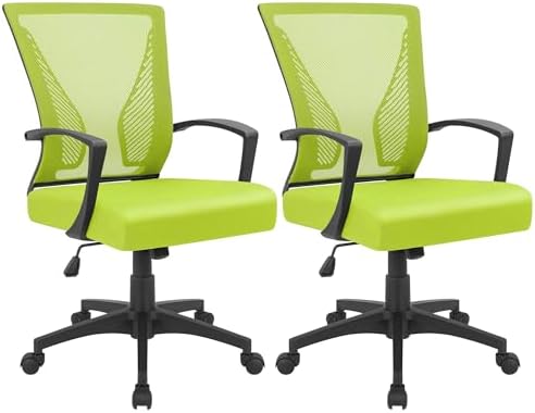 Furmax Office Chair Ergonomic Computer Desk Mesh Chair Mid Back Swivel Lumbar Support with Armrest (2, Cyan)