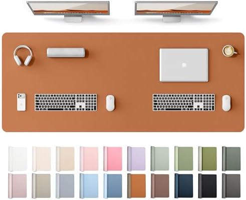 YSAGi Leather Desk Protector, Office Mat, Large Mouse Mat, Non-Slip PU Leather Blotter, Laptop Desk Mat, Waterproof Writing Pad for Office and Home(Brown, 63" x 24")