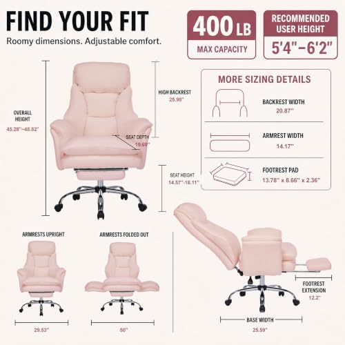 Criss Cross Office Chair with Wheels,Flip-Up Arms and Footrest, Pink