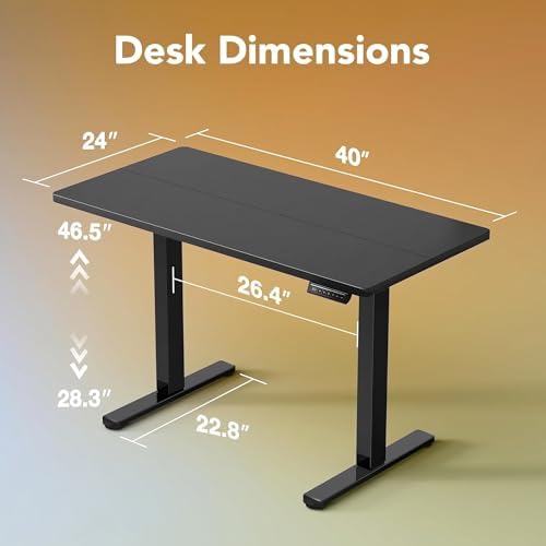 HUANUO 40x24 Inch Electric Standing Desk, Height Adjustable, Black