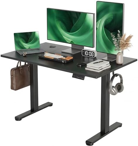 Claiks Electric Height Adjustable Standing Desk, 48x24 Inch, Deep Black