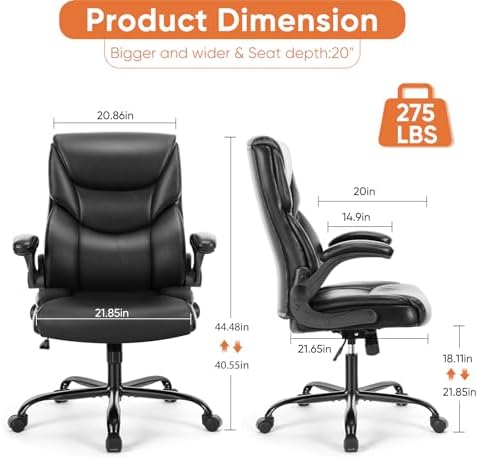 Sweetcrispy Computer Desk Chair, Lumbar Support Video Game Chair PU Leather