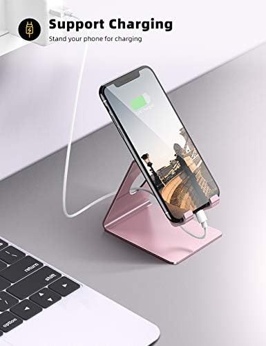 Lamicall Pink Phone Stand, Desk Accessories - Rose Gold Pink Cell Phone Holder, Office Decor, Office Desk Accessories, Suitable for iPhone 16 15 14 13 Pro Max, 4-8'' Phone