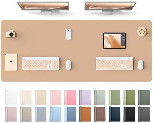 YSAGi Leather Desk Protector, Office Mat, Large Mouse Mat, Non-Slip PU Leather Blotter, Laptop Desk Mat, Waterproof Writing Pad for Office and Home(Latte, 63" x 24")