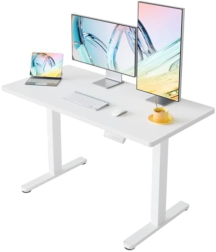 HUANUO 40x24 Inch Electric Standing Desk, Height Adjustable, White