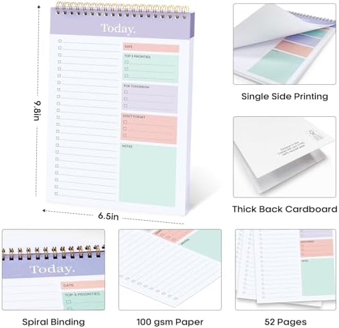 Taja To Do List Notepad, Undated Daily Planner for Work and Goal Setting