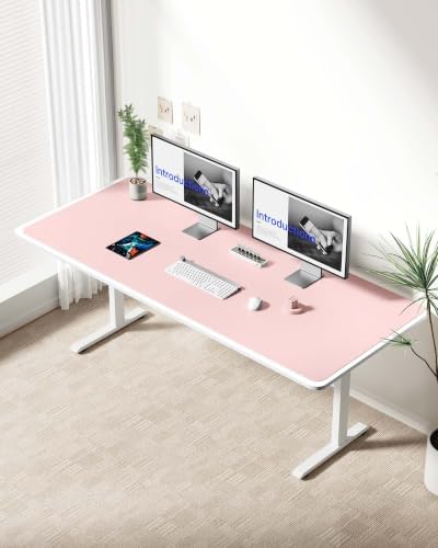 YSAGi Leather Desk Protector, Office Mat, Large Mouse Mat, Non-Slip PU Leather Blotter, Laptop Desk Mat, Waterproof Writing Pad for Office and Home(Light Pink, 63" x 24")