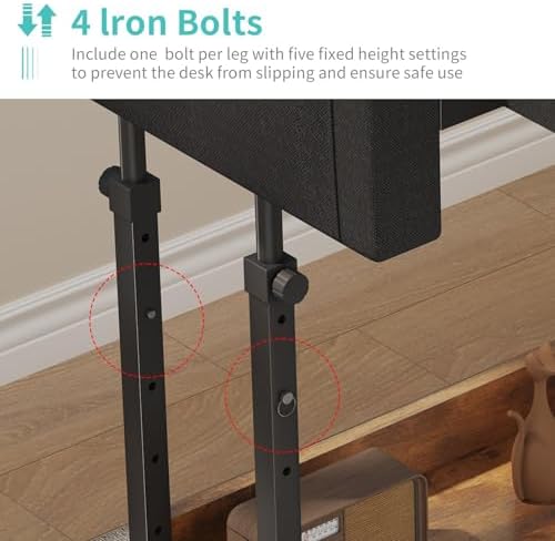 WINAZ Rolling Standing Desk Adjustable Height with Drawers on Wheels, 40 Inch Portable Mobile Stand Up Computer Desks for Bedroom Home Office, Couch Sofa Side Laptop Table with Storage, Rustic Brown