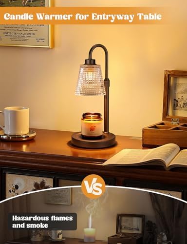 Brown Candle Warmer Lamp with Timer, Dimmable Candle Warmer for Jar Candles, Height Adjustable Wax Melts Warmer, Birthday Gifts for Women Mom, House Warming Gifts New Home Decor