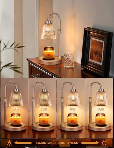 Champagne Gold Candle Warmer Lamp with Timer, Dimmable Candle Warmer for Home Decor, Height Adjustable Candle Lamp for Jar Candles, Birthday Gifts for Women Mom, House Warming Gifts New Home