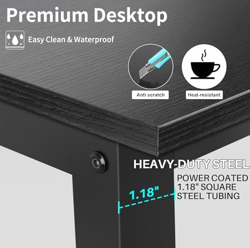 Aquzee Desk with Hutch, Computer Desk with Shelves, 55 Inch