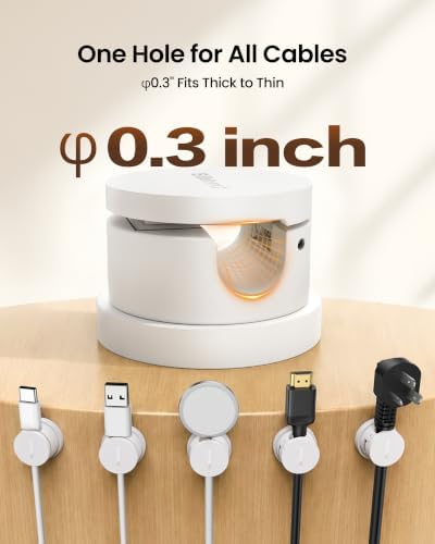 Silkland 6 Pack Snap-Lock Cable Clips, 360° Rotatable Cord Holder for Desk
