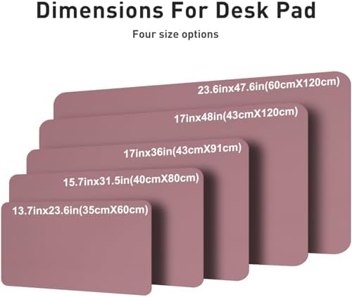Aothia Faux Leather Desk Mat – Large Mouse Pad, Non-Slip PU Leather Blotter, Waterproof Writing Surface for Office and Home (Dark Pink, 47.2" x 23.6")